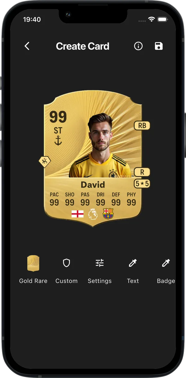 Gold rare card with the photo background removed and blended into the card by AI